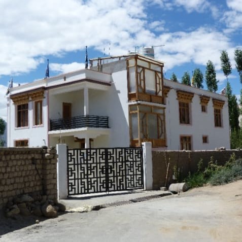 Street view of Orion Home guesthouse in Leh, Ladakh, India.